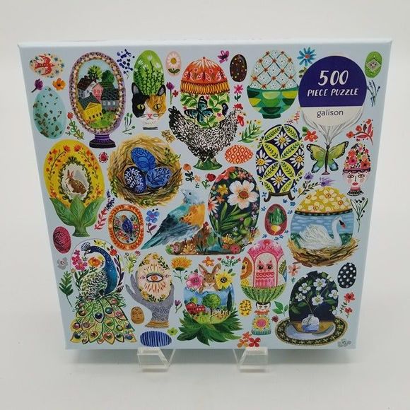 Galison Artisanal Eggs 500 pc Augustwren Complete Pre Owned Bonus Poster - Picture 1 of 5